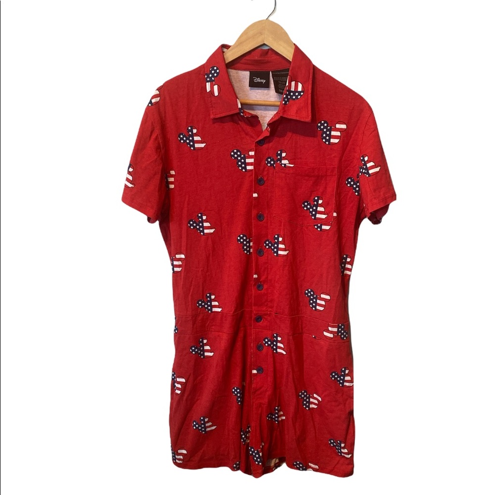 Disney red cotton patriotic Mickey Mouse romper size small